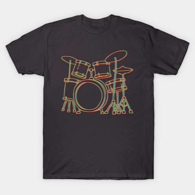 Drums Glitch Design T-Shirt by vpdesigns